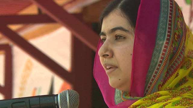 VIDEO: Malala at refugee school on 18th birthday