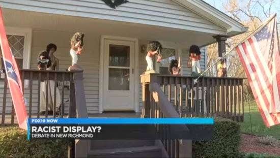 ‘We ain’t racial’: white Ohioans defend disgusting display of Confederate flags and black statues