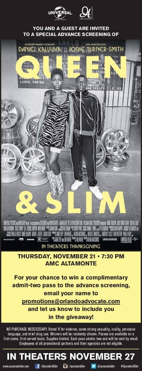 Queen and Slim movie screening Nov. 21.  Wanna Go?