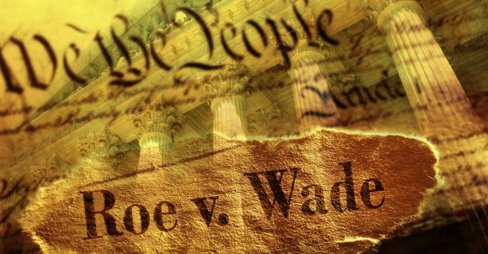Composite image of Roe v Wade decision and U.S. Constitution