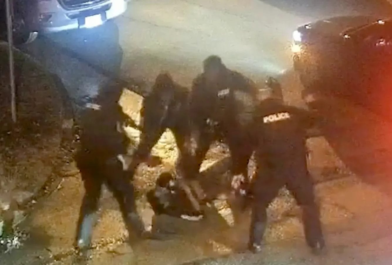 Tyre Nichols being beaten by police