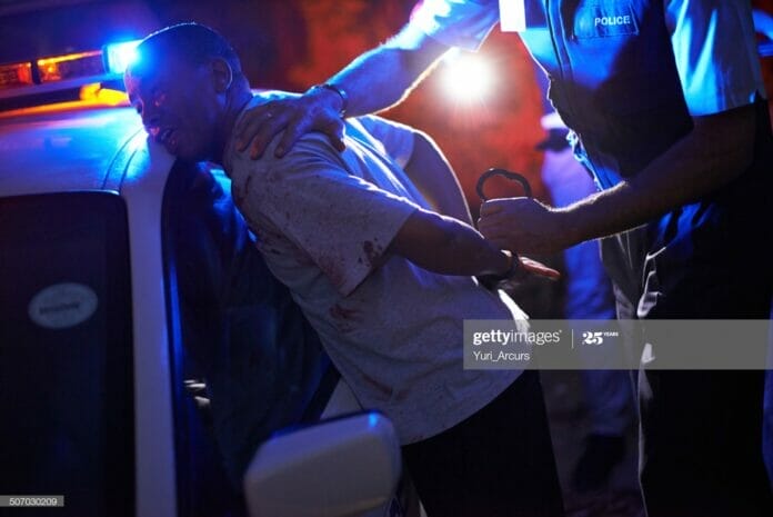 black man being arrested