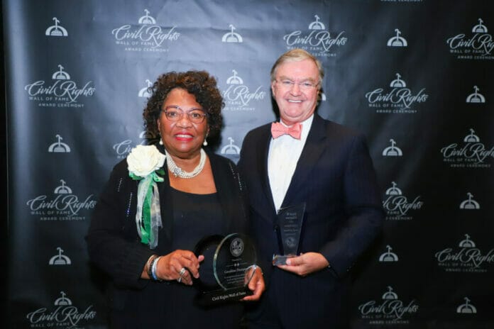 Photo of honorees Geraldine Thompson and Dick Batchelor at Civil Right Awards Ceremony