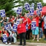 Photo of UAW workers on strike