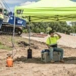 Worker taking water break